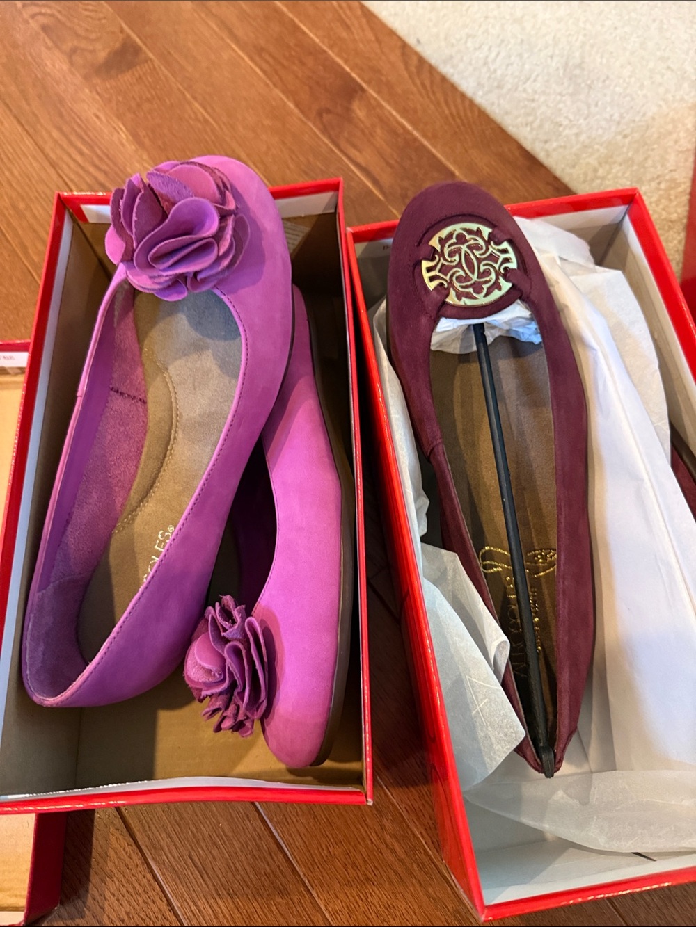 NWT Two Aerosoles Leather Ballet Flats Purple Suede Sz 8.5 & 9